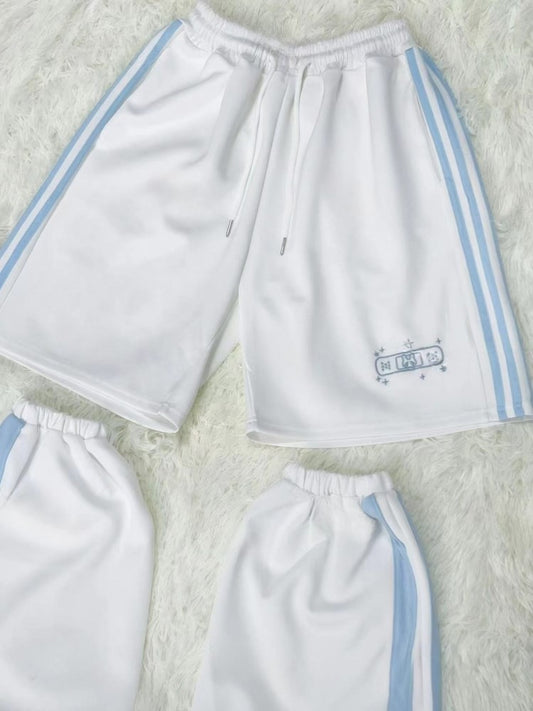 Kaiwai Tenshi And Bunny Leg Star Shorts Embroidery With WhiteBlue Warmers