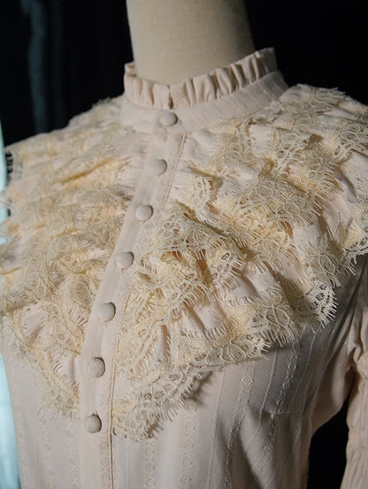 Ärmel Bluse Rüschen Beige Keule Ausschnitt