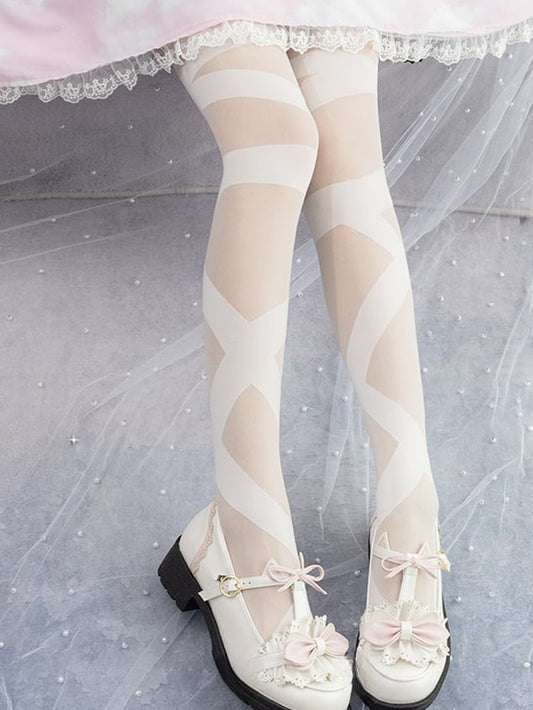 Semi-sheer Striped Pattern Stockings