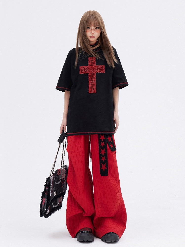 Red Wide-leg Cut Pants