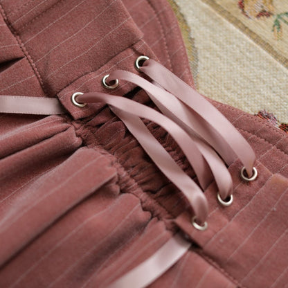 Pink High Waist Striped Pattern Historical Vibes Classic Skirt