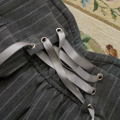High Skirt Classic Historical Gray Waist Vibes Pattern Striped