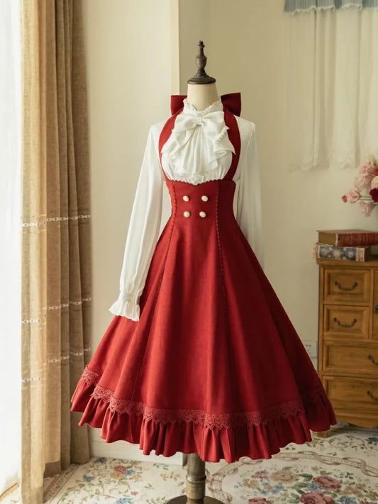 Dress Neck Halter Red 1950s Vintage Underbust Bigbow
