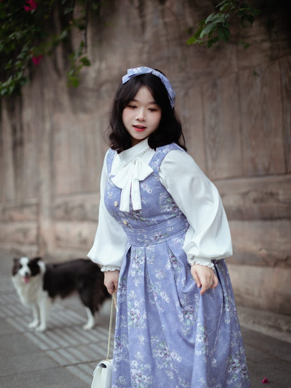 Purple Rosette Print Square Neckline Elegant Classic Lolita JSK Dress