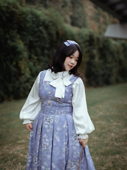 Purple Rosette Print Square Neckline Elegant Classic Lolita JSK Dress