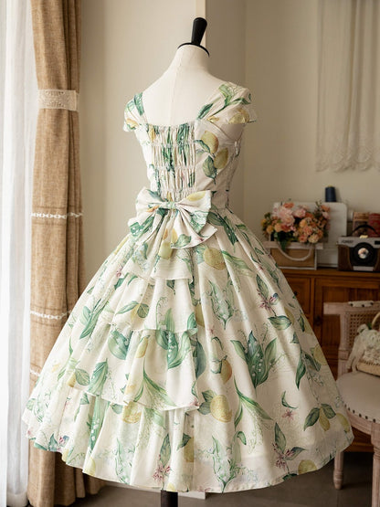Yellow and Green Lemon Jumper Skirt Dress