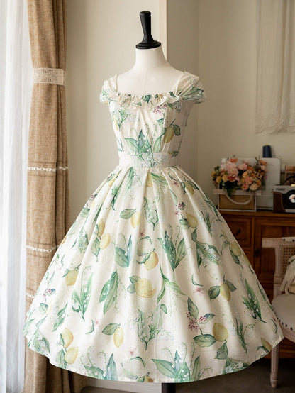 Yellow and Green Lemon Jumper Skirt Dress