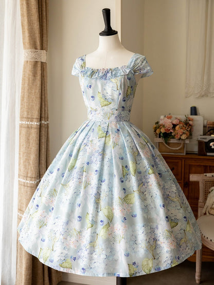 Blueberry and Floral Blue Jumper Skirt Dress
