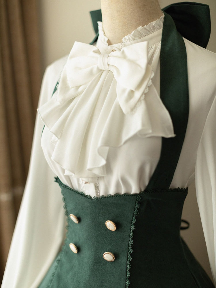 Historical Vibes Green Halter Neck Underbust Dress