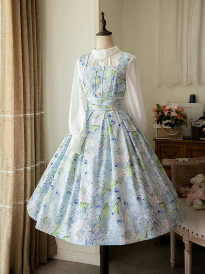 Blue Blueberry and Hydrangea Elegant Classic Lolita Dress