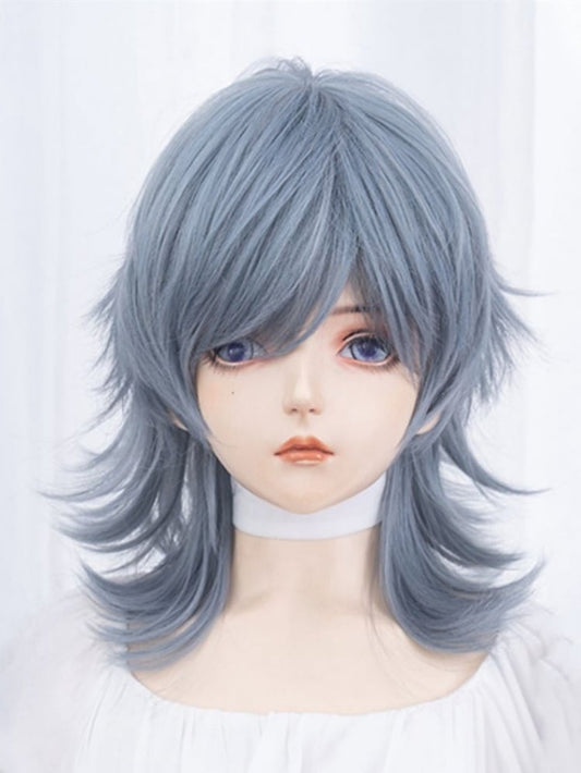 Dusty Blue Ouji Style Wig with Bangs