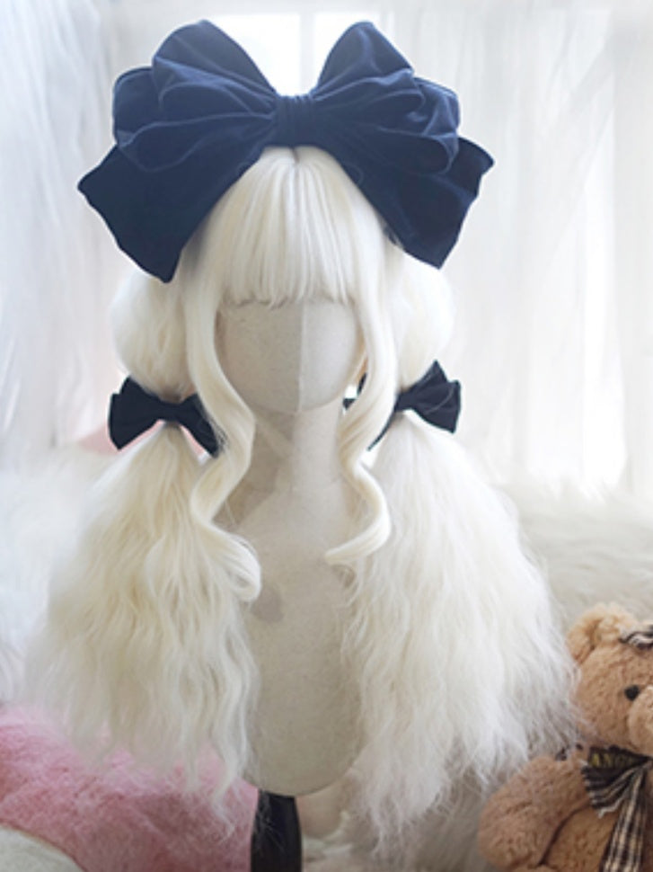 Light Blonde/Milk White/Orange/Red Long Wavy Wig With Full Bangs