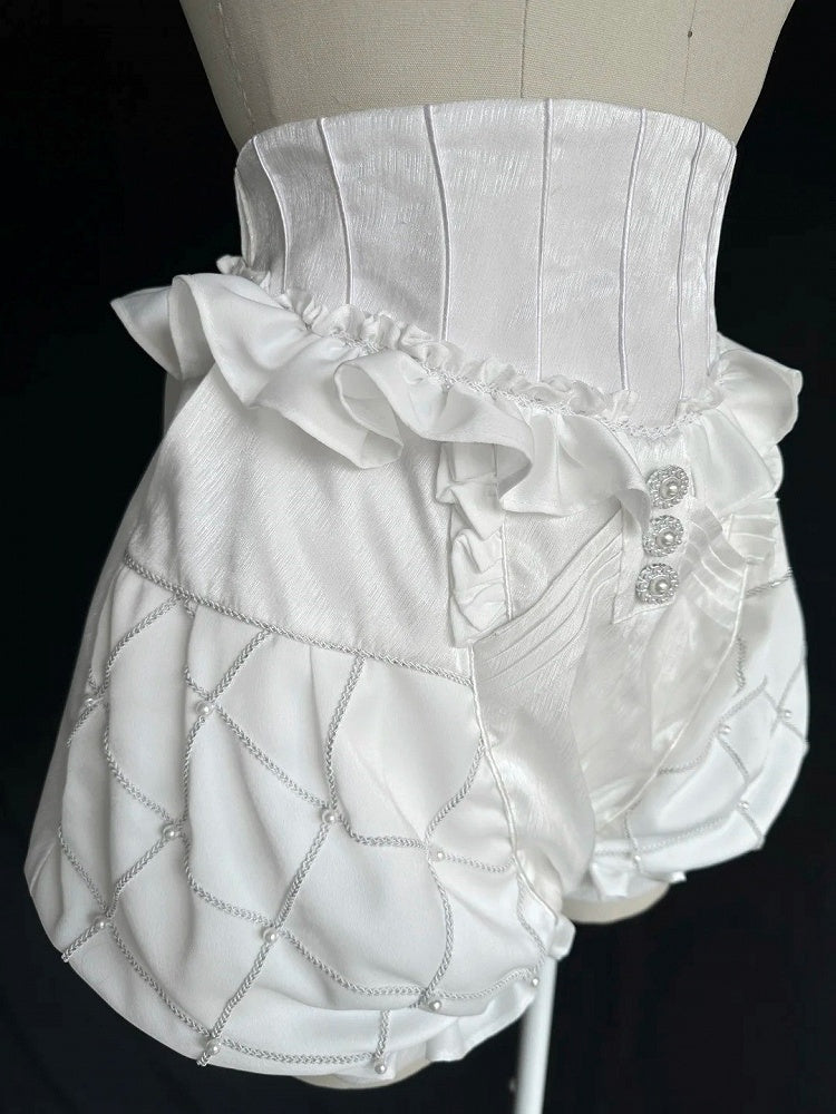 White Lolita Bloomer Prince Shorts High Ouji Boned Waist