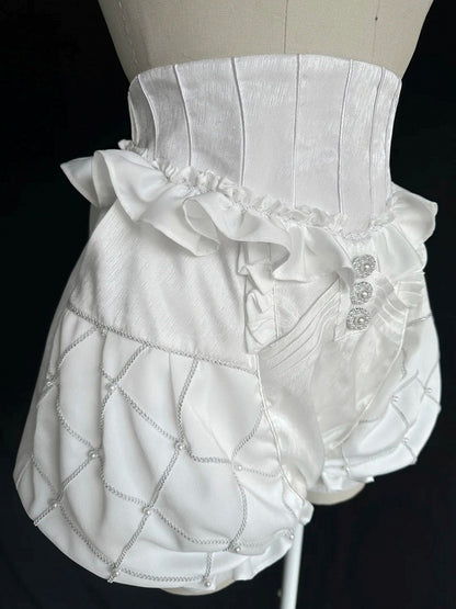 White Lolita Bloomer Prince Shorts High Ouji Boned Waist