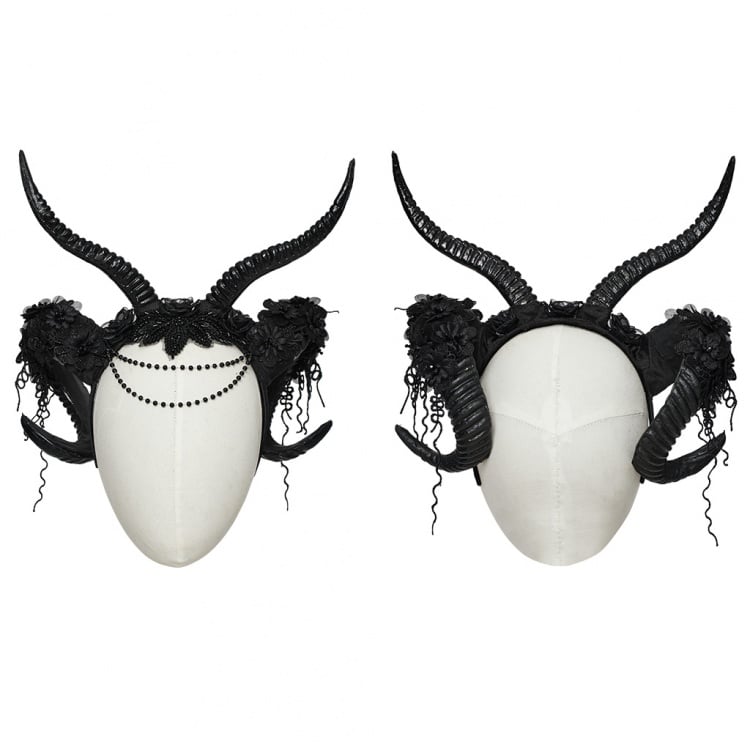 Goth Black Horn Headwear