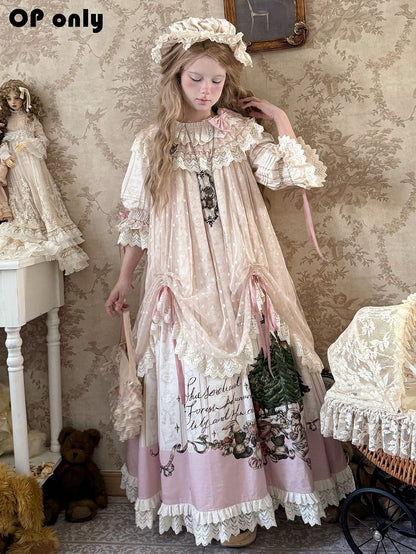 Available Cotton Ruffle Drawstring Dress Neck Plus Round Sizes Overlay Lolita Sweet