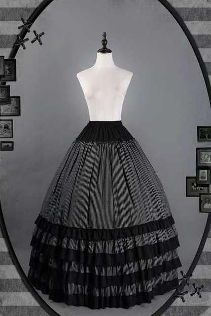 shirt gusset-sleeved + Reservations skirt striped corset Dark