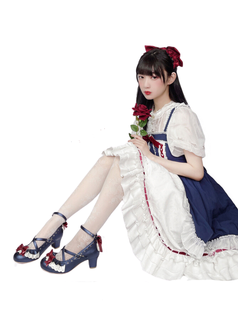 Shoes Heel Lace Elegant Original Lolita Mid