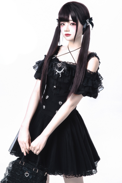 Off-the-shoulder Mine Flared + Skirt Ribbon Reservations Top