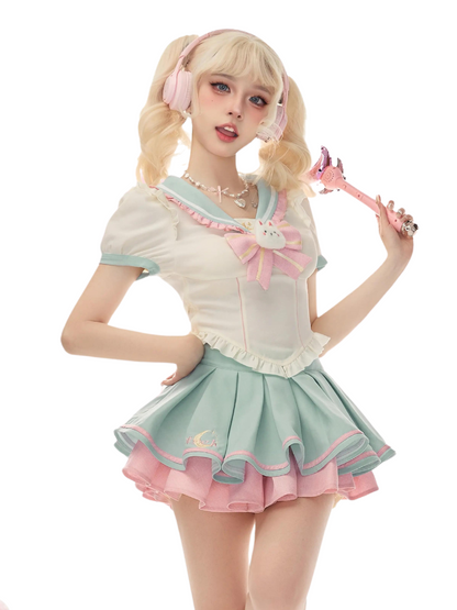 Chemise de marin à col glace + jupe d'eau de lapin