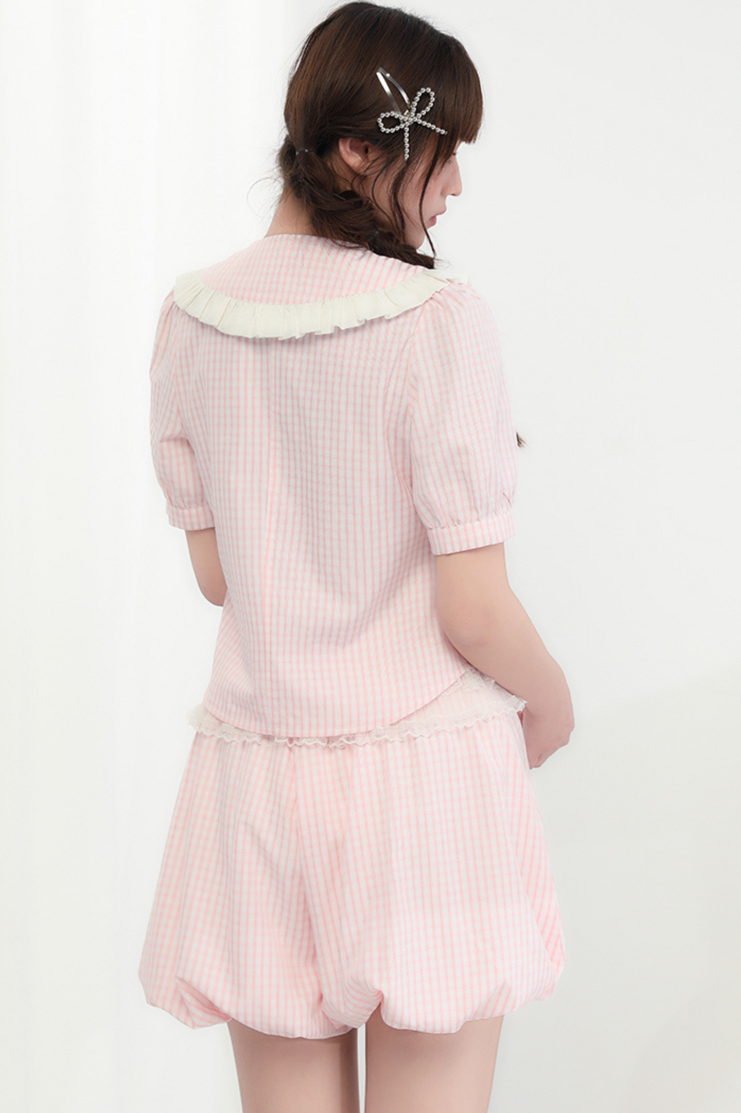 balloon pants lace + Peachy top striped Bubbles doll