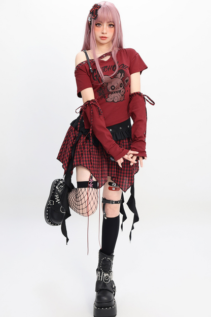 slim-fit T-shirt + skirt Irregular Fortidor