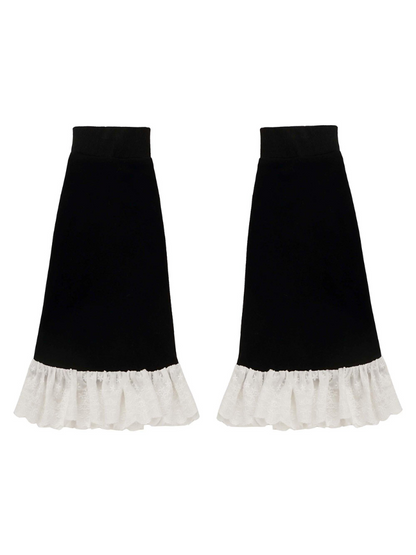 Plash Black Food Sweat Chest Long Singing Long Skirt Suit