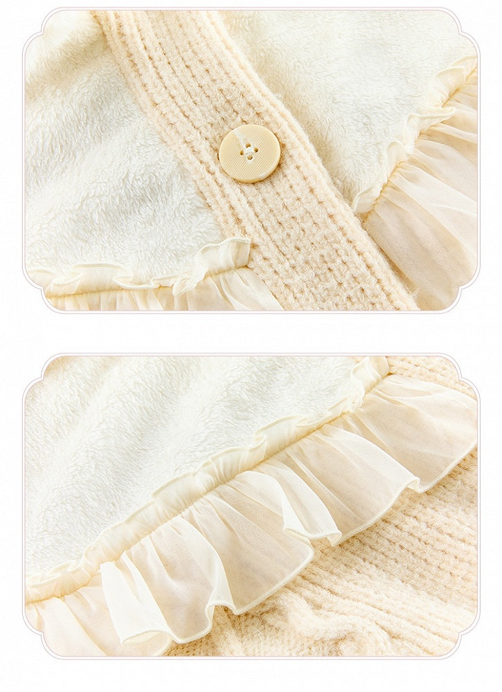 Plush Cardigan Creamy Winter White Cozy Collar Sweater