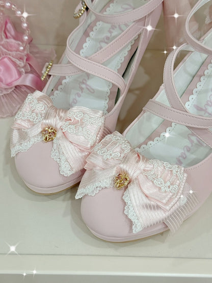 Herz Heels Schleife Rosa Crisscross Hohe Schnalle am Top-Design