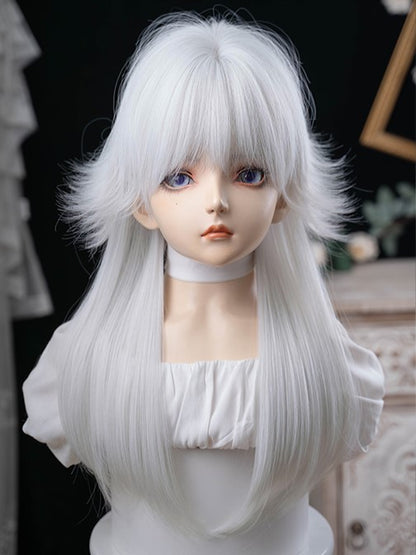 White With Bangs 64CM Length Wig Full