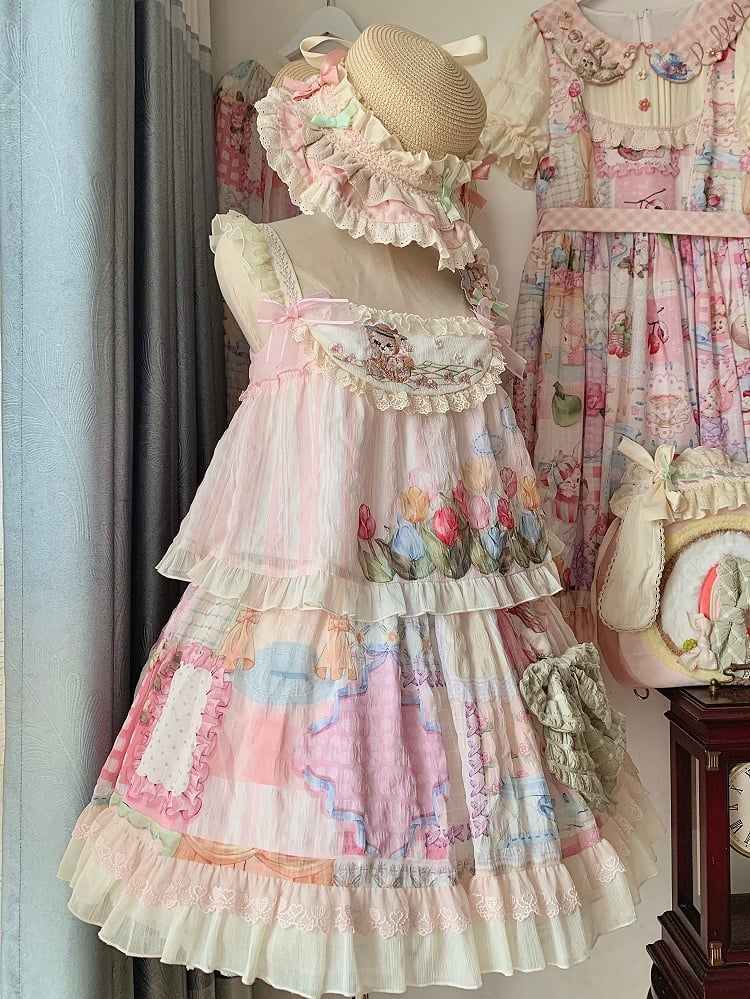 Haut tulipe rose clair brodé lapin