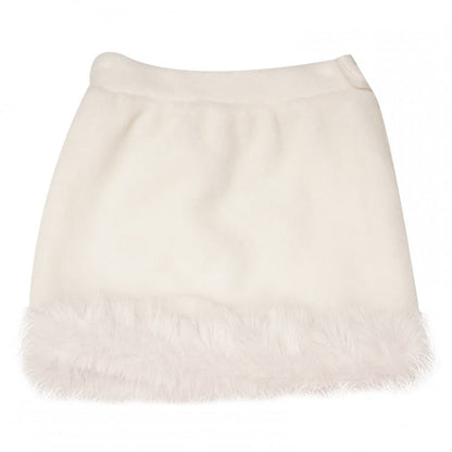 Cozy Plush-Trimmed Skirt with Pom-Pom Detailing Blue/White