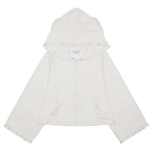 White Lace Kitty Ear Hood Sun Protection Top