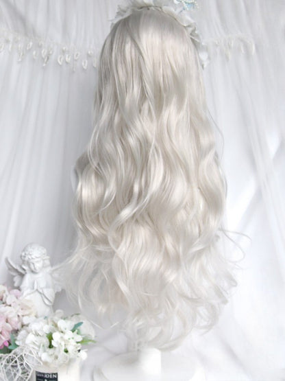 Silver Bangs Length 68CM Full Wavy Wig With