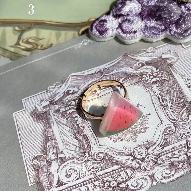 Options Ring Cherry/Pineapple/Watermelon/Strawberry/Grapes Decorated 5