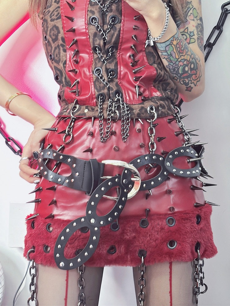 Wrist Decorated Belts Studs Pink/White/Black
