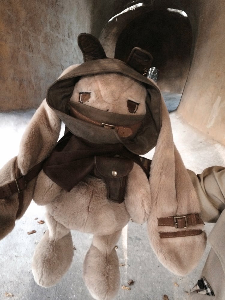 Wasteland Punk Bounty Hunter Bunny Brown Plush Bunny Bag / Plushie