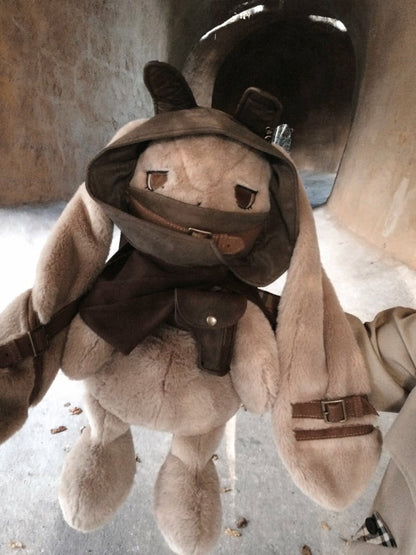 Wasteland Punk Bounty Hunter Bunny Brown Plush Bunny Bag / Plushie