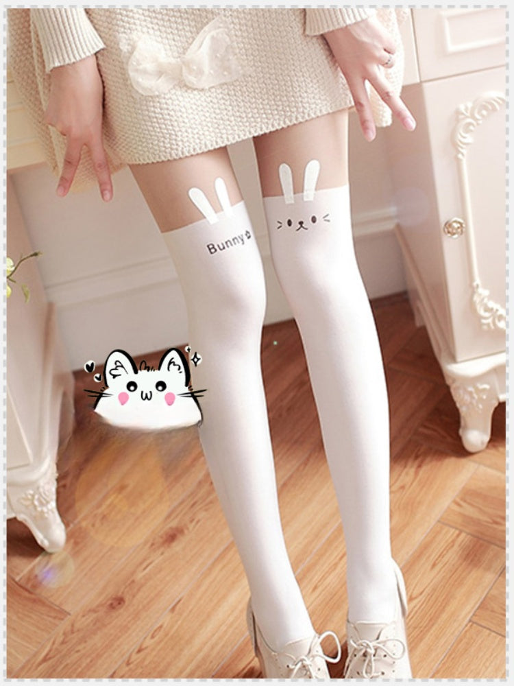 White/Black Bunny Ear Tights