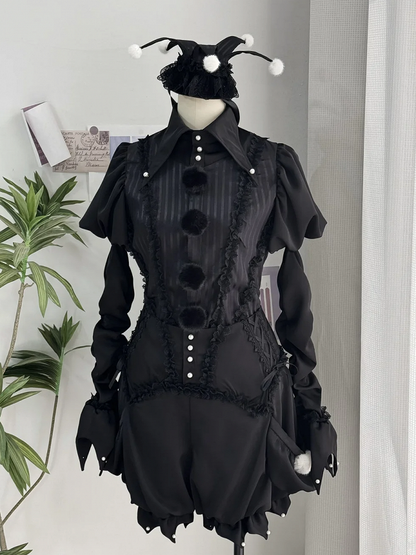 - Outfit Vibes Clown Pointed Collar Black Lolita Ouji Circus