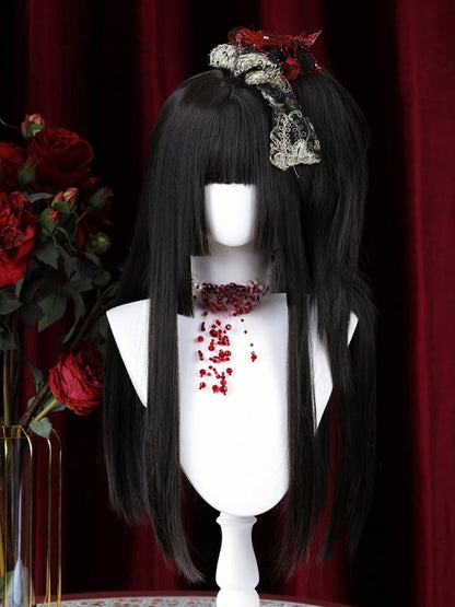 Black Hime Cut Long Straight Synthetic Wig