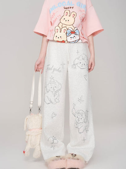Grey Puppies Straight-leg Cut Casual Sweat Pants
