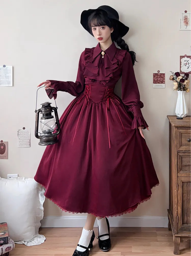 Boned High Reversible Lolita Red Belt Elegant Skirt Corset Waist