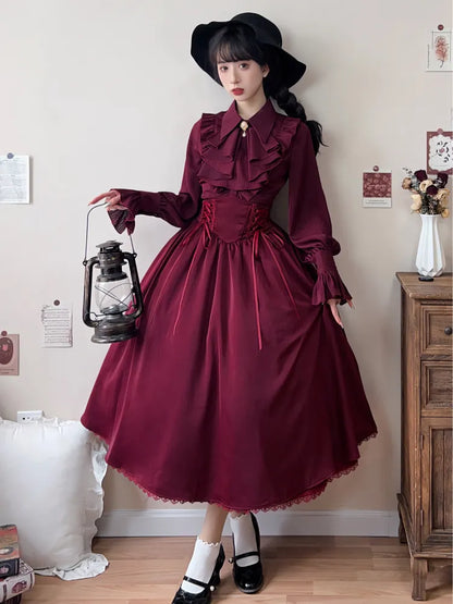Boned High Reversible Lolita Red Belt Elegant Skirt Corset Waist