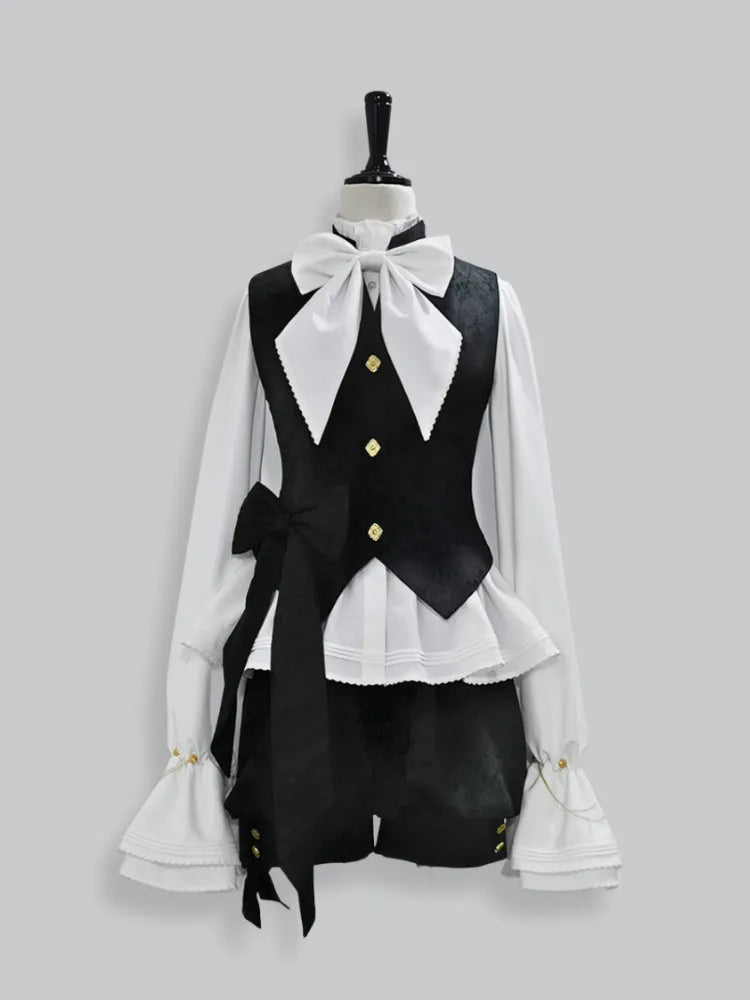 White Bishop Neckline Ruffle Sleeves Lolita Ouji Shirt Poet