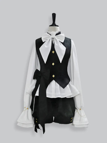 White Bishop Neckline Ruffle Sleeves Lolita Ouji Shirt Poet