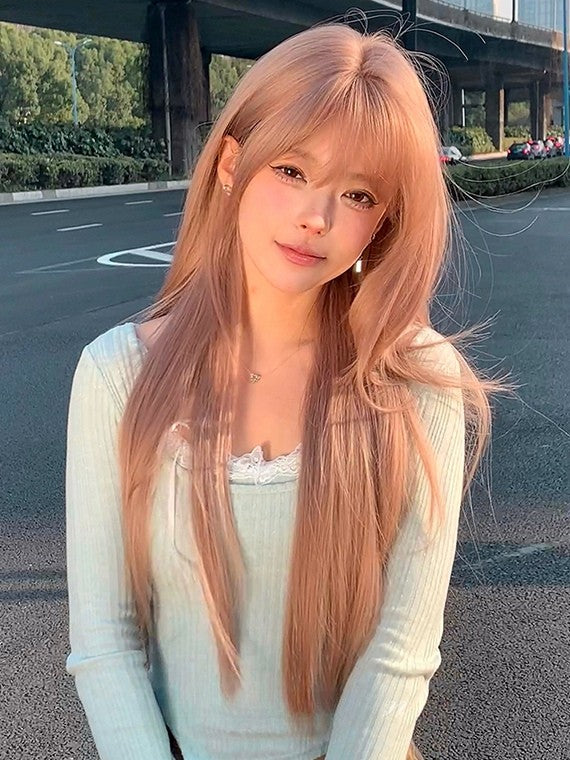 Brown With Length Straight Air Wig Bangs 70CM