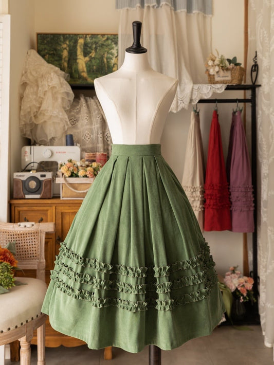 Green Ruffle Trimming Classic Lolita Skirt