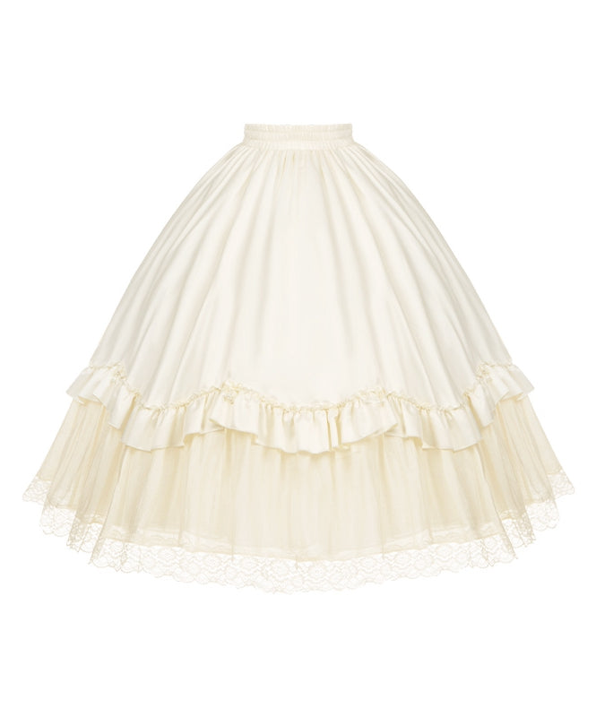 Beigefarbener, langer Rock mit elastischer Taille