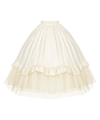 Beigefarbener, langer Rock mit elastischer Taille